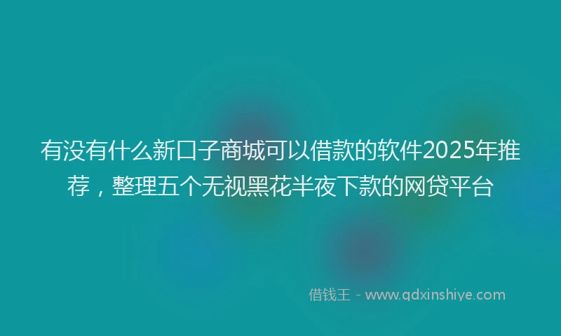有没有什么新口子商城可以借款的软件2025年推荐，整理五个无视黑花半夜下款的网贷平台