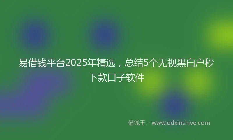 易借钱平台2025年精选，总结5个无视黑白户秒下款口子软件