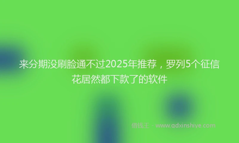 来分期没刷脸通不过2025年推荐，罗列5个征信花居然都下款了的软件