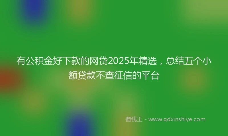 有公积金好下款的网贷2025年精选，总结五个小额贷款不查征信的平台