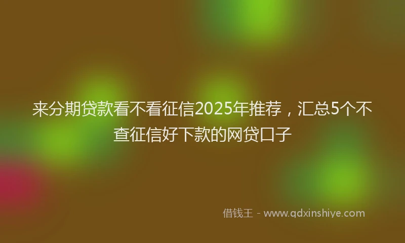 来分期贷款看不看征信2025年推荐，汇总5个不查征信好下款的网贷口子