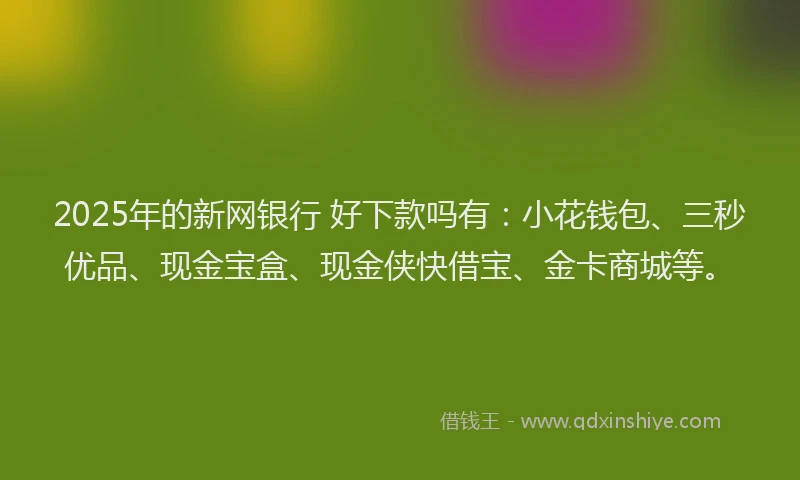 2025年的新网银行 好下款吗有：小花钱包、三秒优品、现金宝盒、现金侠快借宝、金卡商城等。