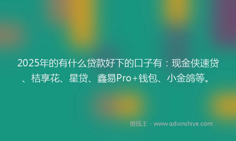 2025年的有什么贷款好下的口子有：现金侠速贷、桔享花、星贷、鑫易Pro+钱包、小金鸽等。