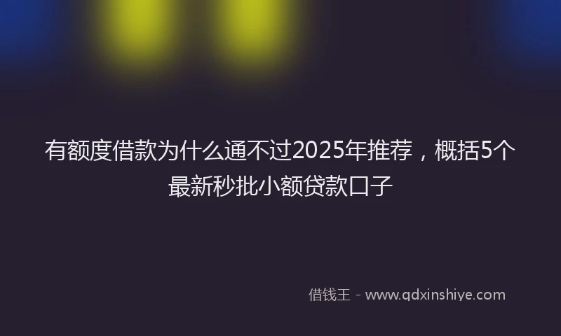 有额度借款为什么通不过2025年推荐，概括5个最新秒批小额贷款口子