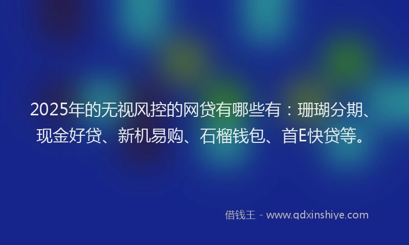2025年的无视风控的网贷有哪些有：珊瑚分期、现金好贷、新机易购、石榴钱包、首E快贷等。
