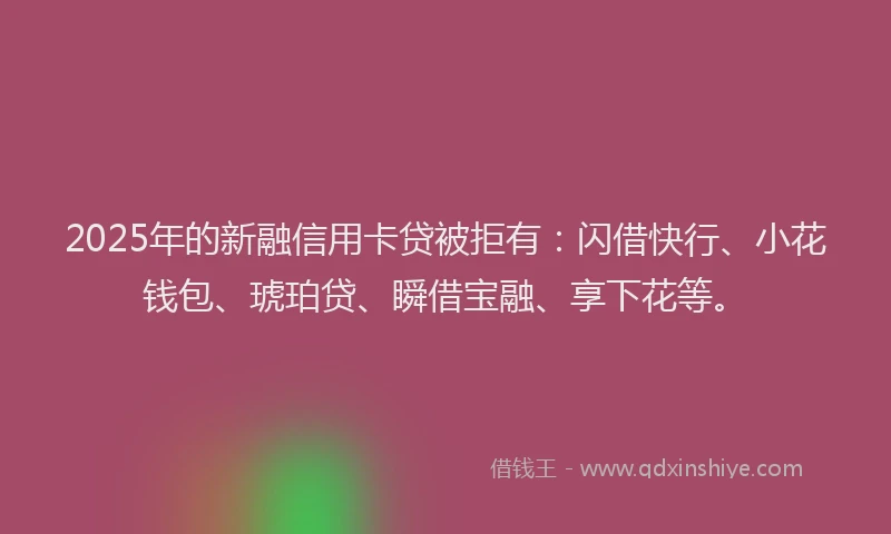 2025年的新融信用卡贷被拒有：闪借快行、小花钱包、琥珀贷、瞬借宝融、享下花等。