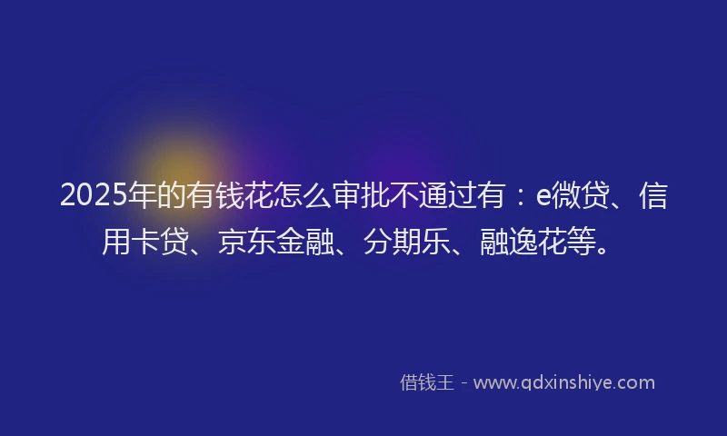 2025年的有钱花怎么审批不通过有：e微贷、信用卡贷、京东金融、分期乐、融逸花等。