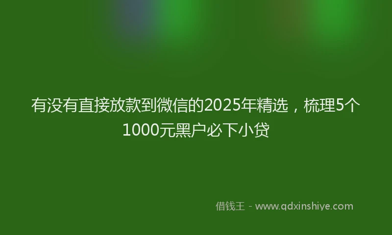 有没有直接放款到微信的2025年精选，梳理5个1000元黑户必下小贷