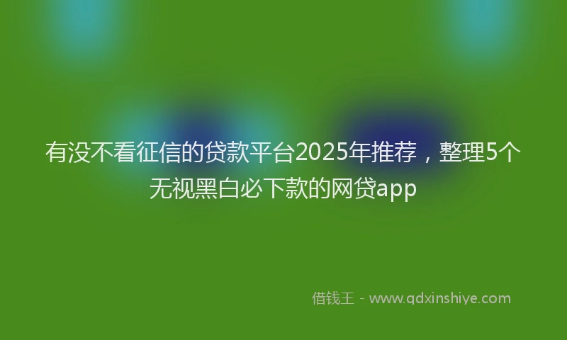 有没不看征信的贷款平台2025年推荐，整理5个无视黑白必下款的网贷app