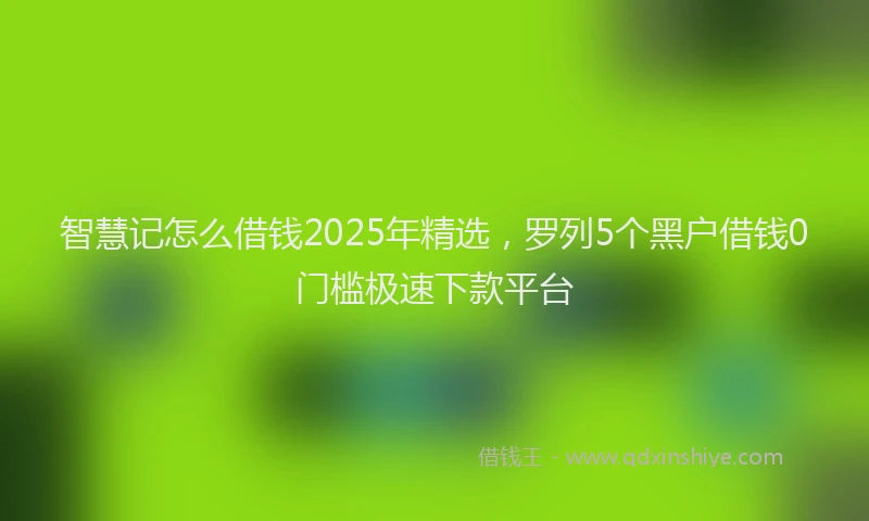 智慧记怎么借钱2025年精选，罗列5个黑户借钱0门槛极速下款平台
