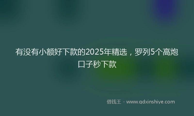 有没有小额好下款的2025年精选，罗列5个高炮口子秒下款