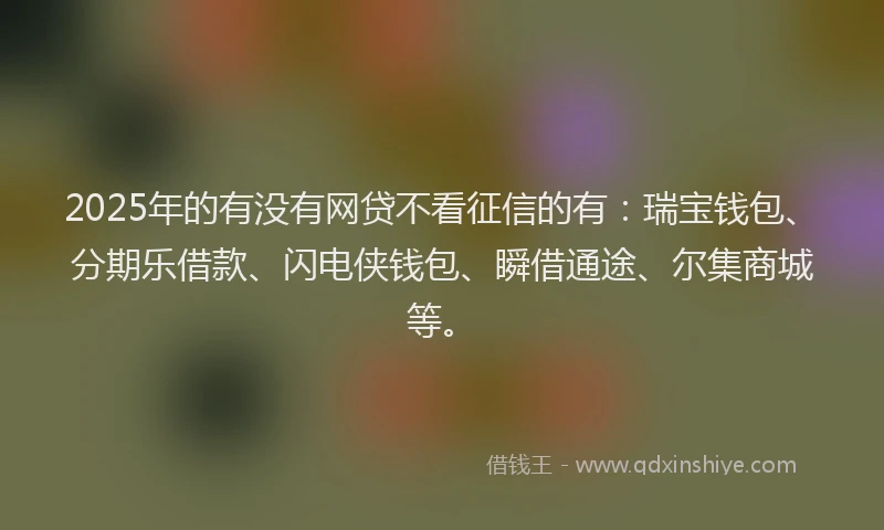 2025年的有没有网贷不看征信的有：瑞宝钱包、分期乐借款、闪电侠钱包、瞬借通途、尔集商城等。