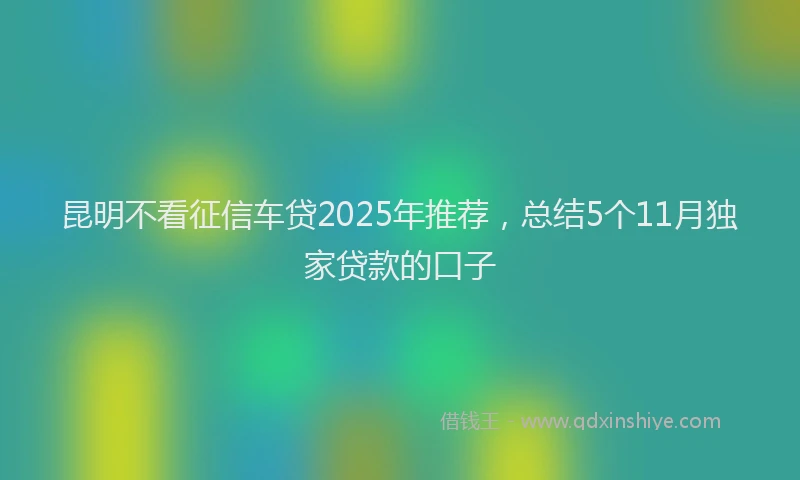 昆明不看征信车贷2025年推荐，总结5个11月独家贷款的口子