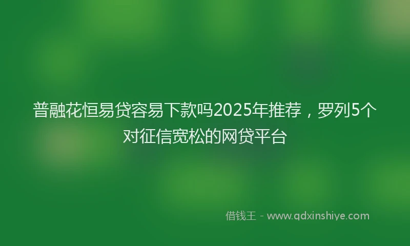 普融花恒易贷容易下款吗2025年推荐，罗列5个对征信宽松的网贷平台