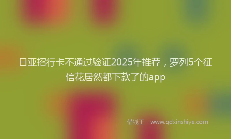 日亚招行卡不通过验证2025年推荐，罗列5个征信花居然都下款了的app