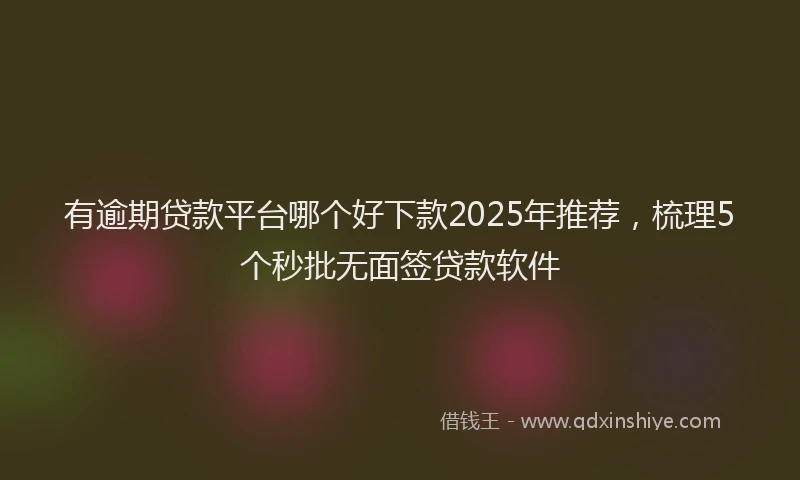 有逾期贷款平台哪个好下款2025年推荐，梳理5个秒批无面签贷款软件