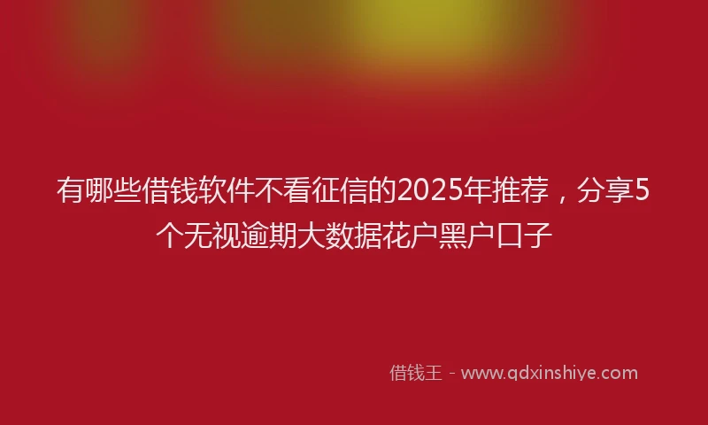 有哪些借钱软件不看征信的2025年推荐，分享5个无视逾期大数据花户黑户口子
