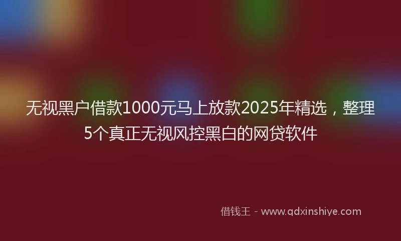 无视黑户借款1000元马上放款2025年精选，整理5个真正无视风控黑白的网贷软件