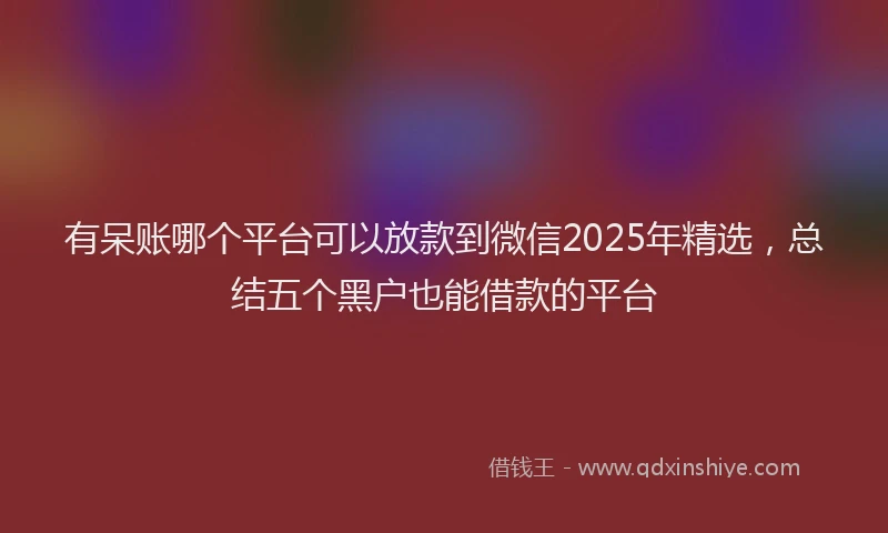有呆账哪个平台可以放款到微信2025年精选，总结五个黑户也能借款的平台