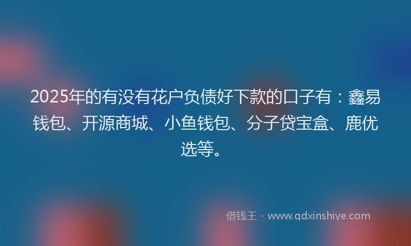 2025年的有没有花户负债好下款的口子有：鑫易钱包、开源商城、小鱼钱包、分子贷宝盒、鹿优选等。