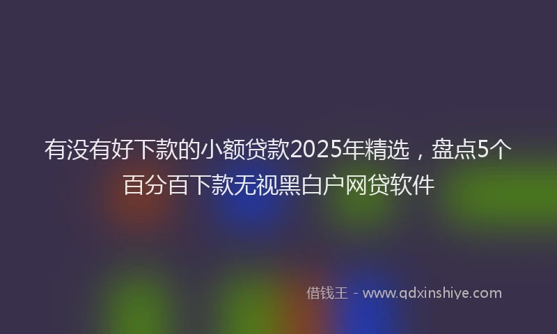 有没有好下款的小额贷款2025年精选，盘点5个百分百下款无视黑白户网贷软件