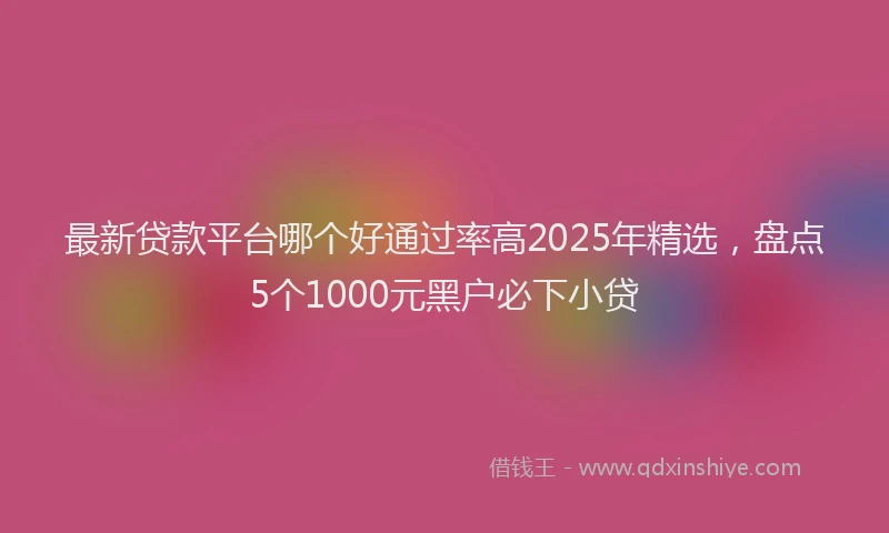 最新贷款平台哪个好通过率高2025年精选，盘点5个1000元黑户必下小贷