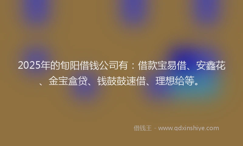 2025年的旬阳借钱公司有：借款宝易借、安鑫花、金宝盒贷、钱鼓鼓速借、理想给等。