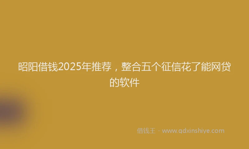 昭阳借钱2025年推荐，整合五个征信花了能网贷的软件