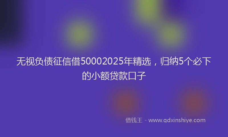 无视负债征信借50002025年精选，归纳5个必下的小额贷款口子