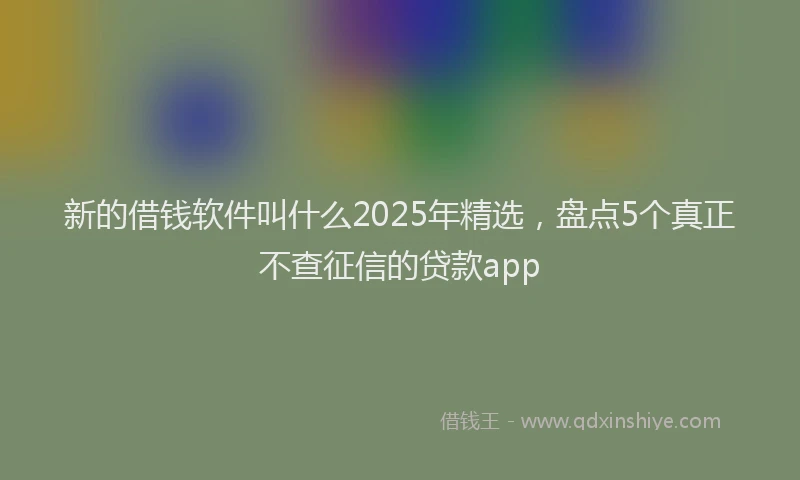 新的借钱软件叫什么2025年精选，盘点5个真正不查征信的贷款app