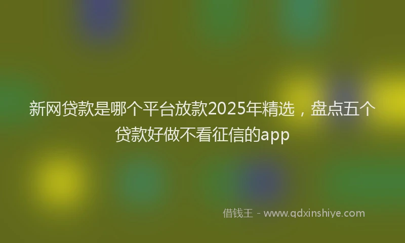 新网贷款是哪个平台放款2025年精选，盘点五个贷款好做不看征信的app