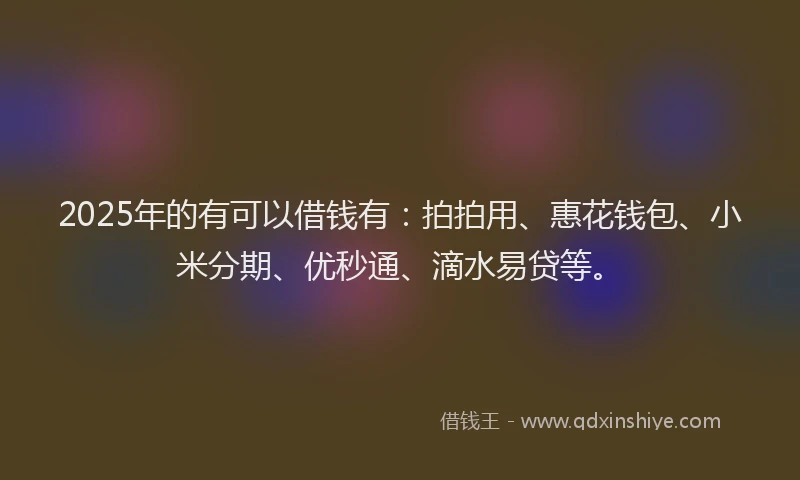 2025年的有可以借钱有：拍拍用、惠花钱包、小米分期、优秒通、滴水易贷等。
