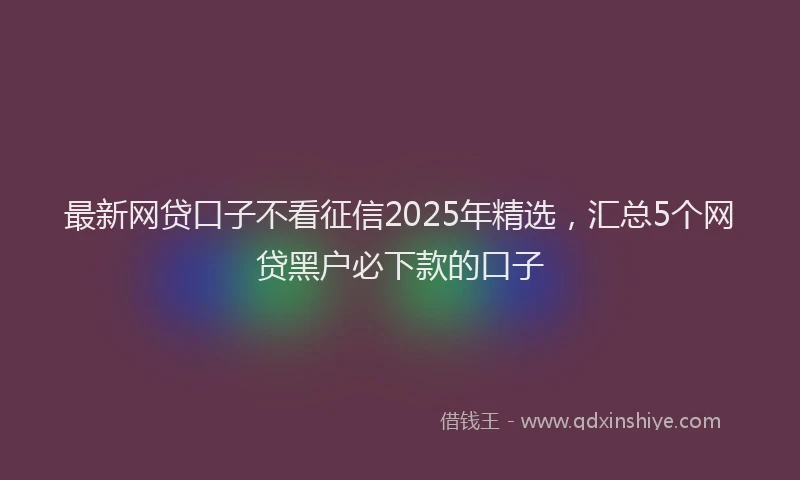 最新网贷口子不看征信2025年精选，汇总5个网贷黑户必下款的口子