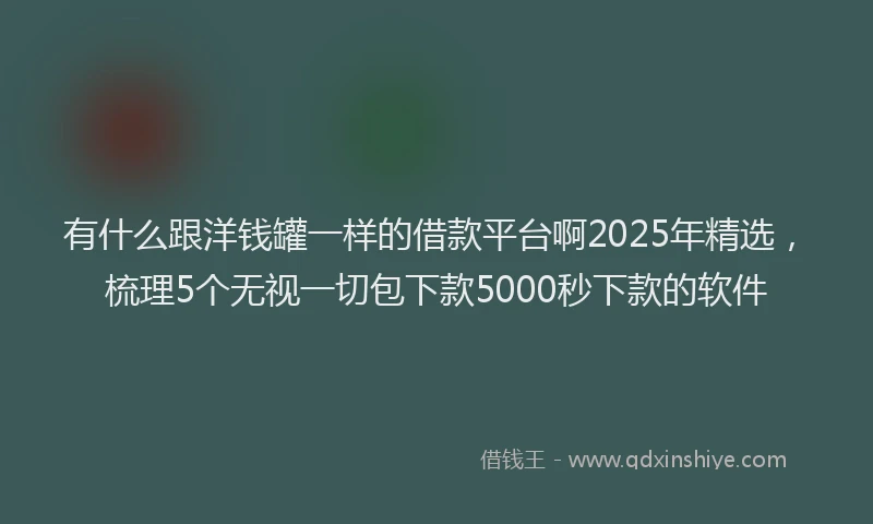 有什么跟洋钱罐一样的借款平台啊2025年精选，梳理5个无视一切包下款5000秒下款的软件