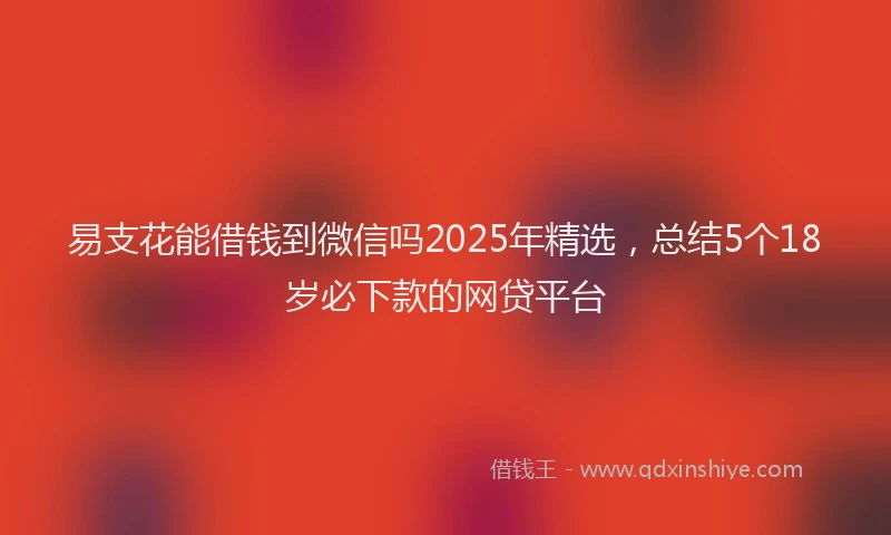 易支花能借钱到微信吗2025年精选，总结5个18岁必下款的网贷平台