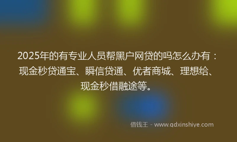 2025年的有专业人员帮黑户网贷的吗怎么办有：现金秒贷通宝、瞬信贷通、优者商城、理想给、现金秒借融途等。