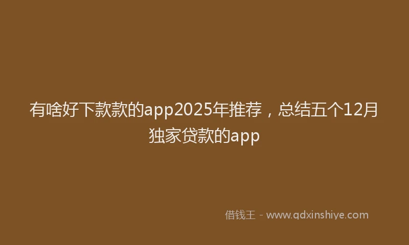 有啥好下款款的app2025年推荐，总结五个12月独家贷款的app