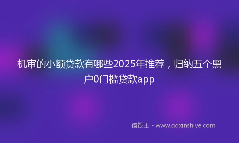 机审的小额贷款有哪些2025年推荐，归纳五个黑户0门槛贷款app