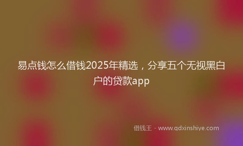易点钱怎么借钱2025年精选，分享五个无视黑白户的贷款app