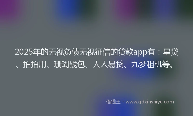 2025年的无视负债无视征信的贷款app有：星贷、拍拍用、珊瑚钱包、人人易贷、九梦租机等。