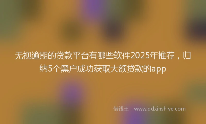 无视逾期的贷款平台有哪些软件2025年推荐，归纳5个黑户成功获取大额贷款的app