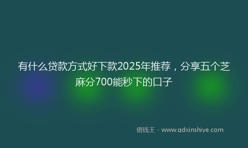 有什么贷款方式好下款2025年推荐，分享五个芝麻分700能秒下的口子