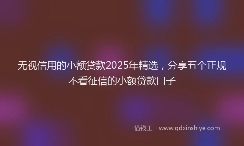 无视信用的小额贷款2025年精选，分享五个正规不看征信的小额贷款口子