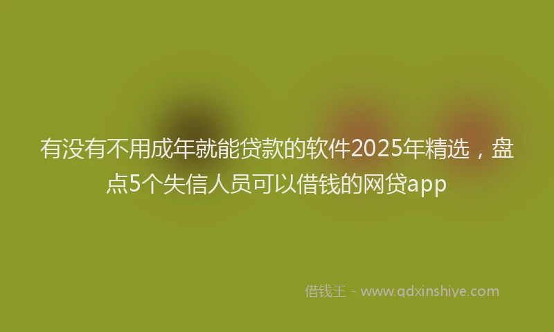 有没有不用成年就能贷款的软件2025年精选，盘点5个失信人员可以借钱的网贷app