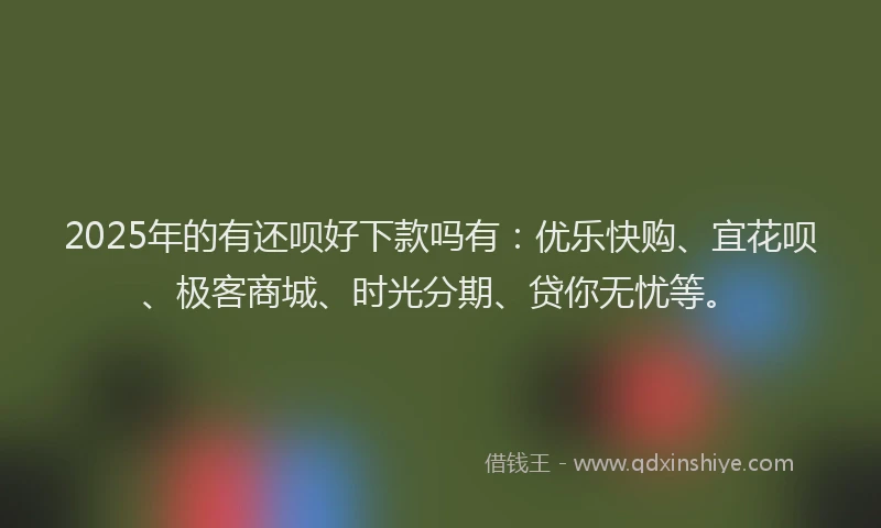 2025年的有还呗好下款吗有：优乐快购、宜花呗、极客商城、时光分期、贷你无忧等。