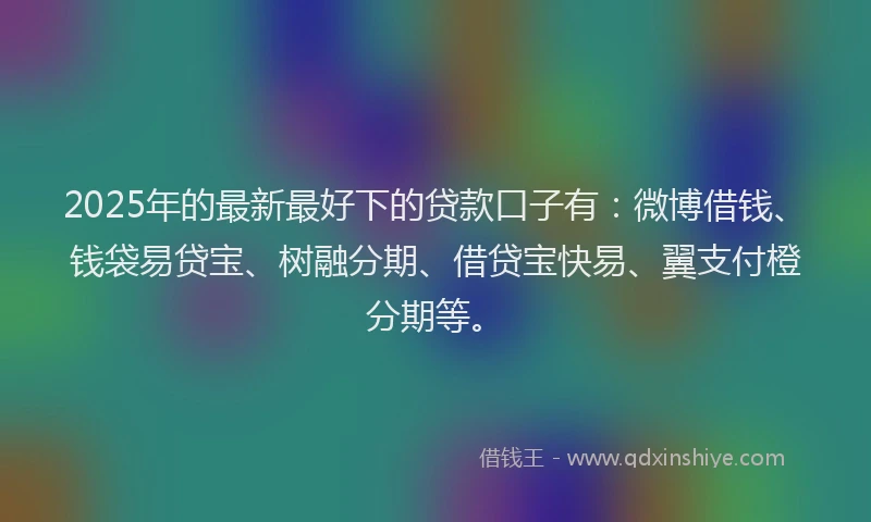 2025年的最新最好下的贷款口子有：微博借钱、钱袋易贷宝、树融分期、借贷宝快易、翼支付橙分期等。