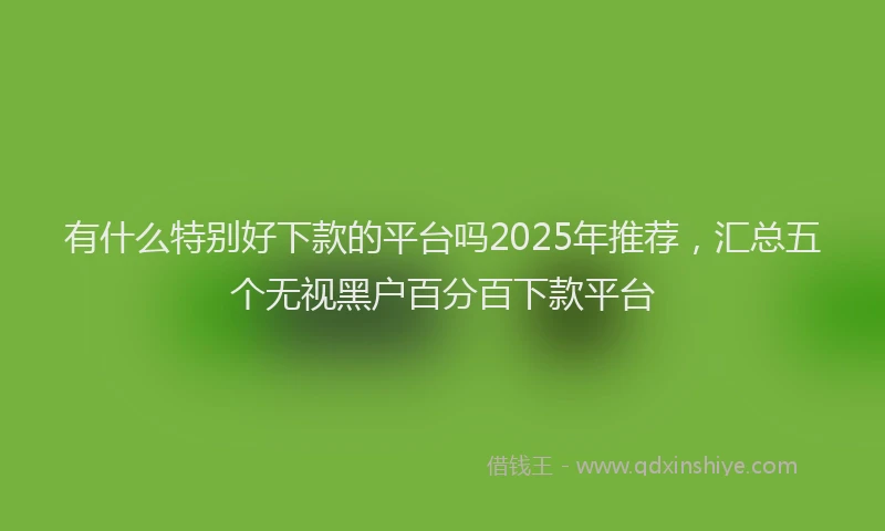 有什么特别好下款的平台吗2025年推荐，汇总五个无视黑户百分百下款平台