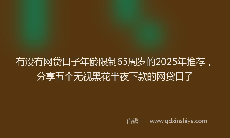 有没有网贷口子年龄限制65周岁的2025年推荐，分享五个无视黑花半夜下款的网贷口子