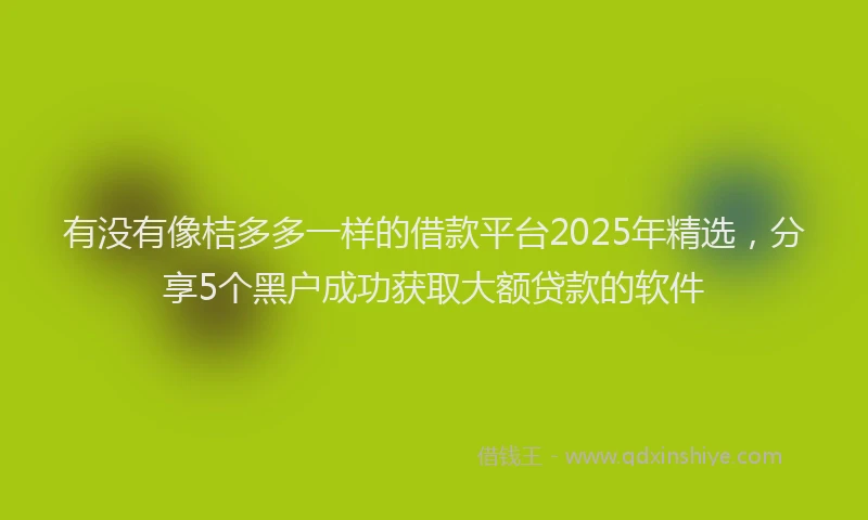 有没有像桔多多一样的借款平台2025年精选，分享5个黑户成功获取大额贷款的软件