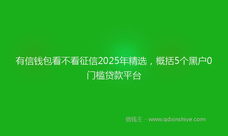 有信钱包看不看征信2025年精选，概括5个黑户0门槛贷款平台